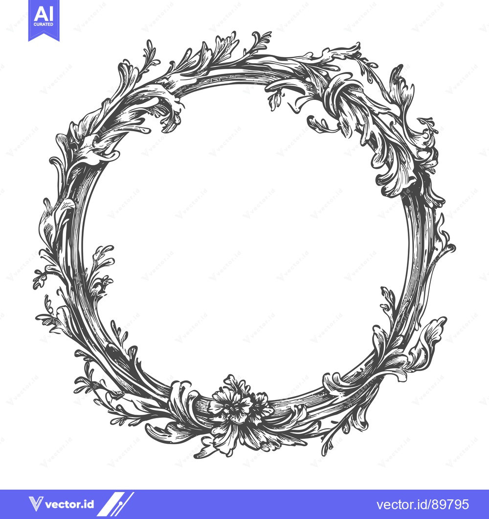 Premium Vector of Ornate Circular Floral Frame with Intricate Details