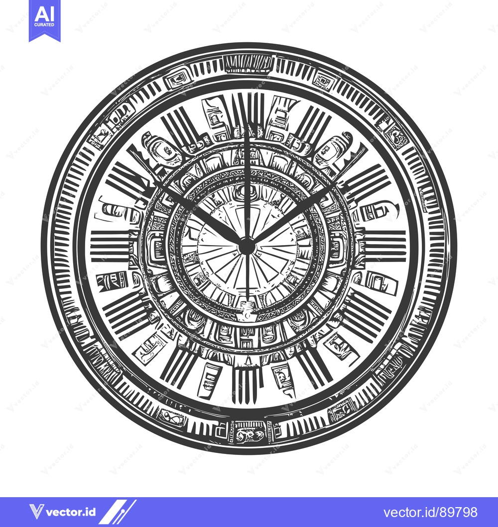 Premium Vector of Ornate Clock Face with Detailed Intricate Design