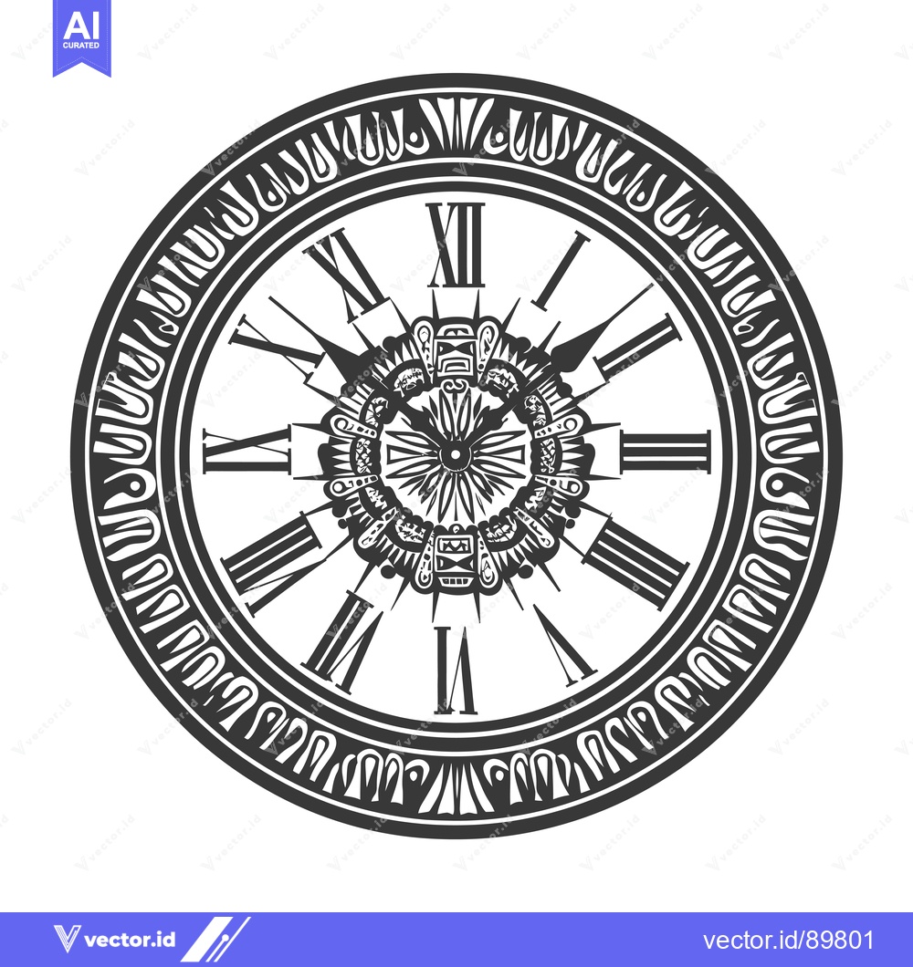 Premium Vector of Ornate Clock Face with Roman Numerals and Intricate Design