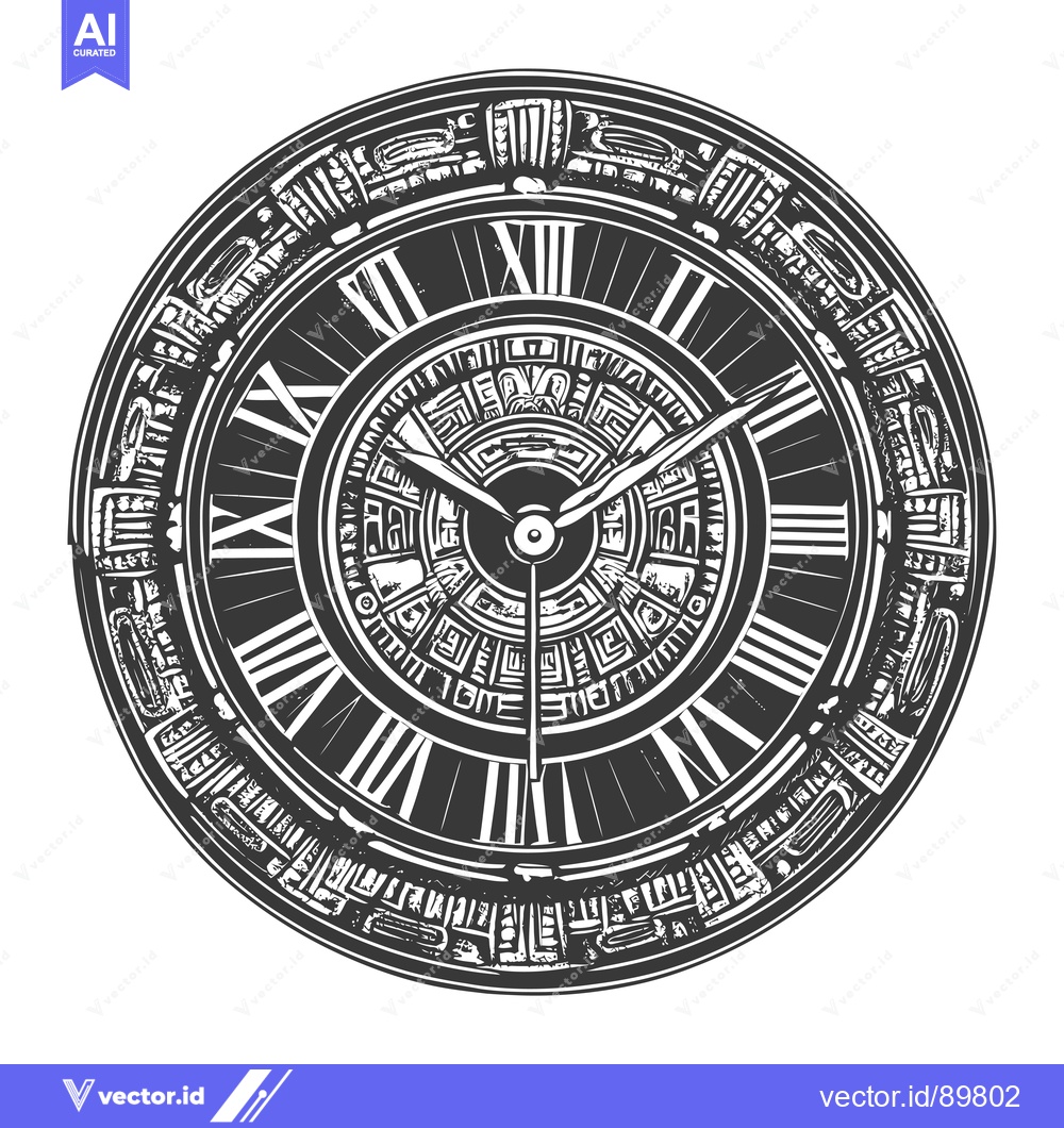 Premium Vector dari Ornate Clock Face with Roman Numerals and Intricate Design
