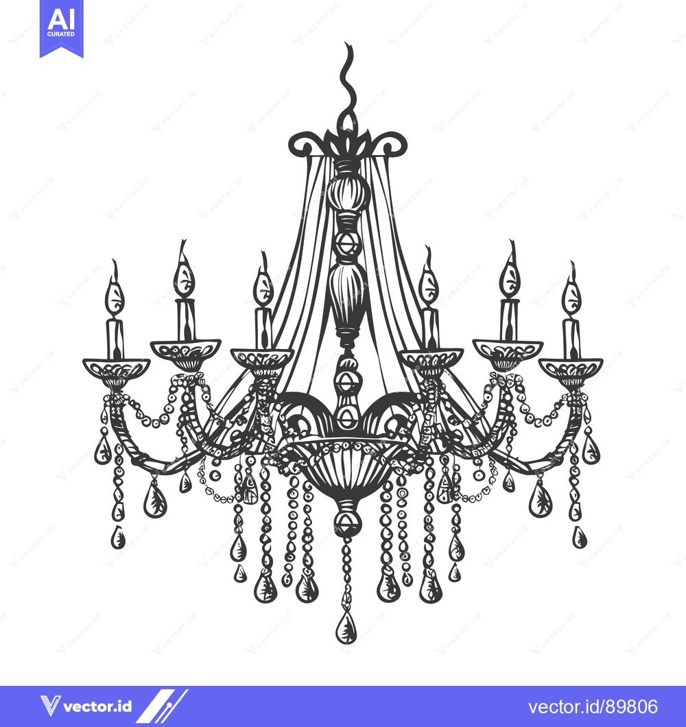 Premium Vector dari Ornate Crystal Chandelier with Six Candle Holders