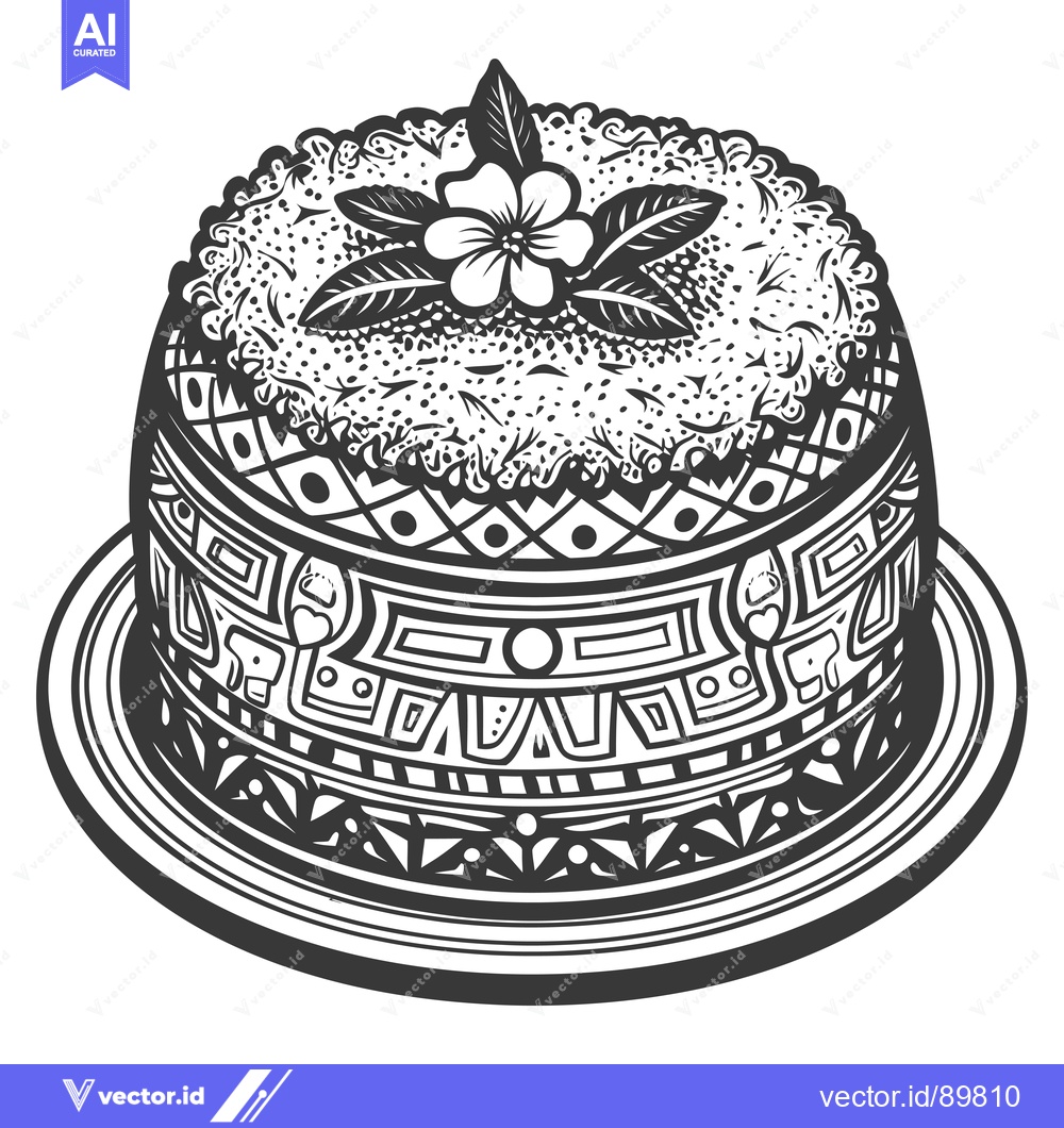 Premium Vector dari Ornate Decorated Cake with Flower Topping