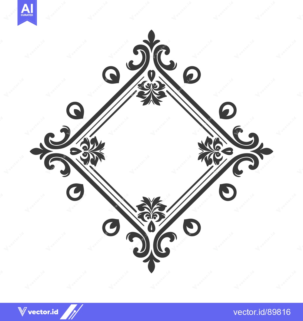 Premium Vector dari Ornate Decorative Frame with Swirls and Floral Motifs