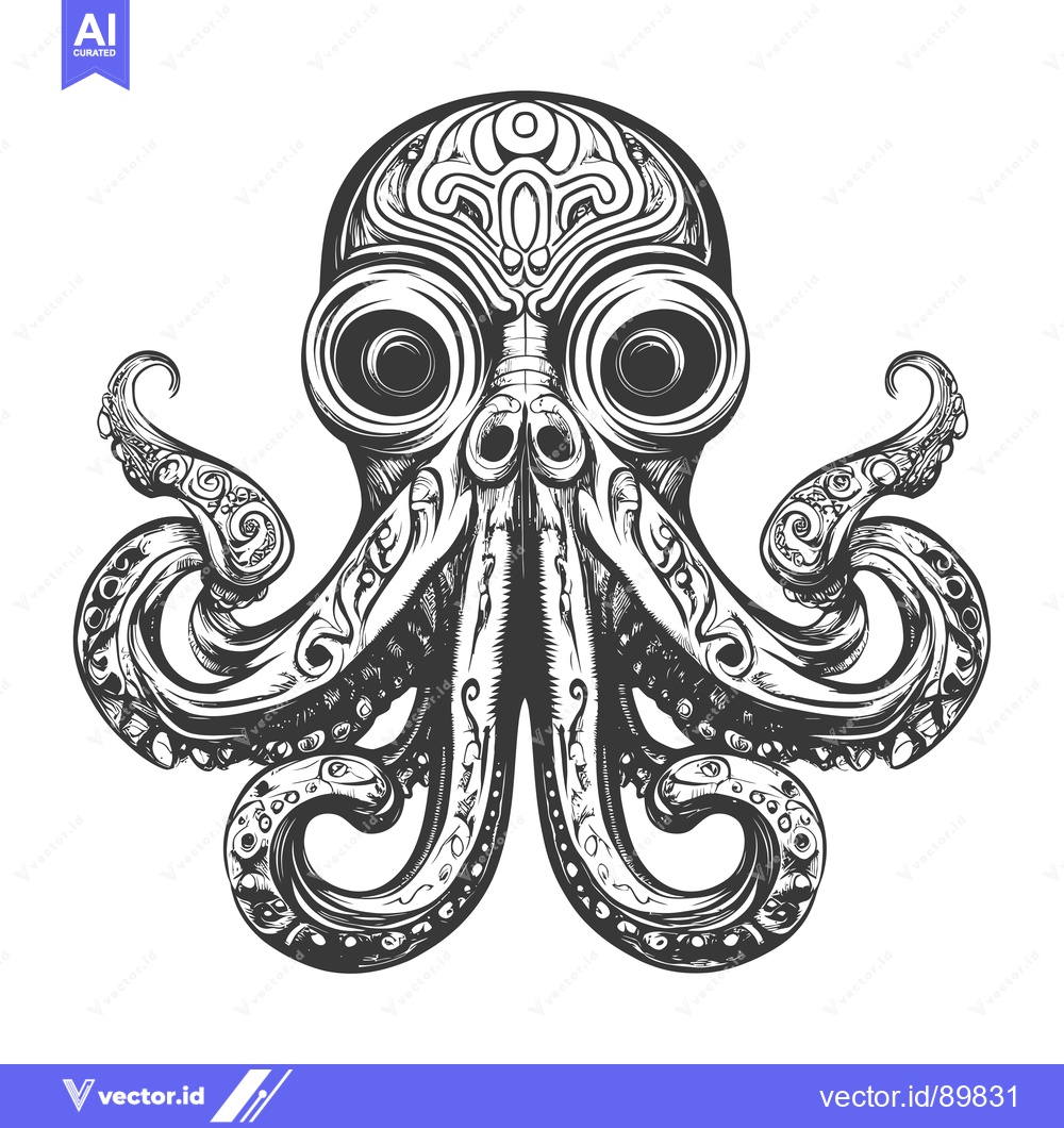 Premium Vector dari Ornate Detailed Octopus with Large Eyes