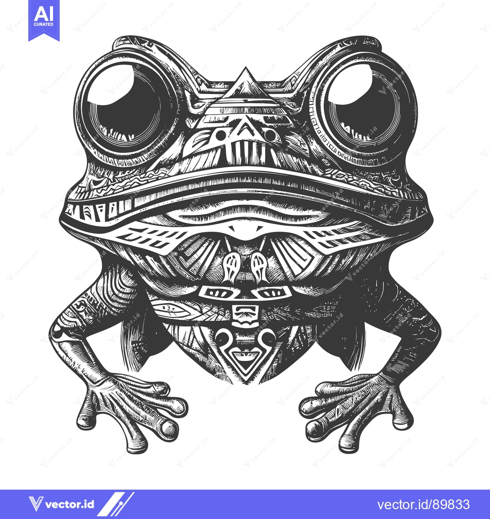 Premium Vector dari Ornate Detailed Sketch of a Frog with Large Eyes