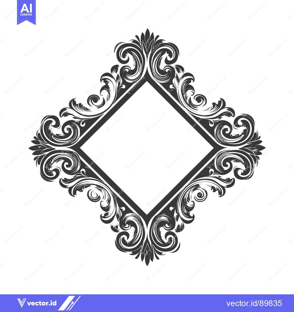 Premium Vector of Ornate Diamond-Shaped Frame with Floral Motifs