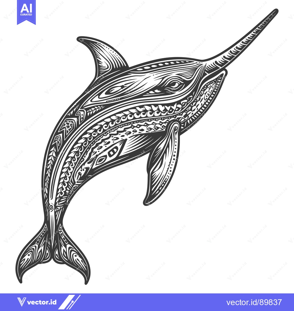 Premium Vector dari Ornate Dolphin with Detailed Pattern Design