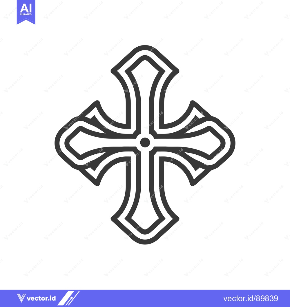Premium Vector dari Ornate Double-Line Cross with Rounded Corners