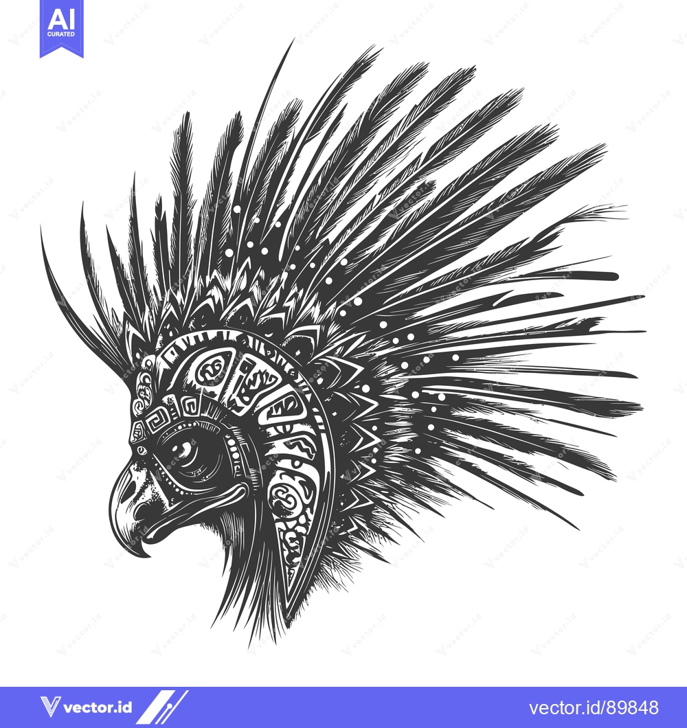 Premium Vector dari Ornate Eagle Head with Feathered Crest