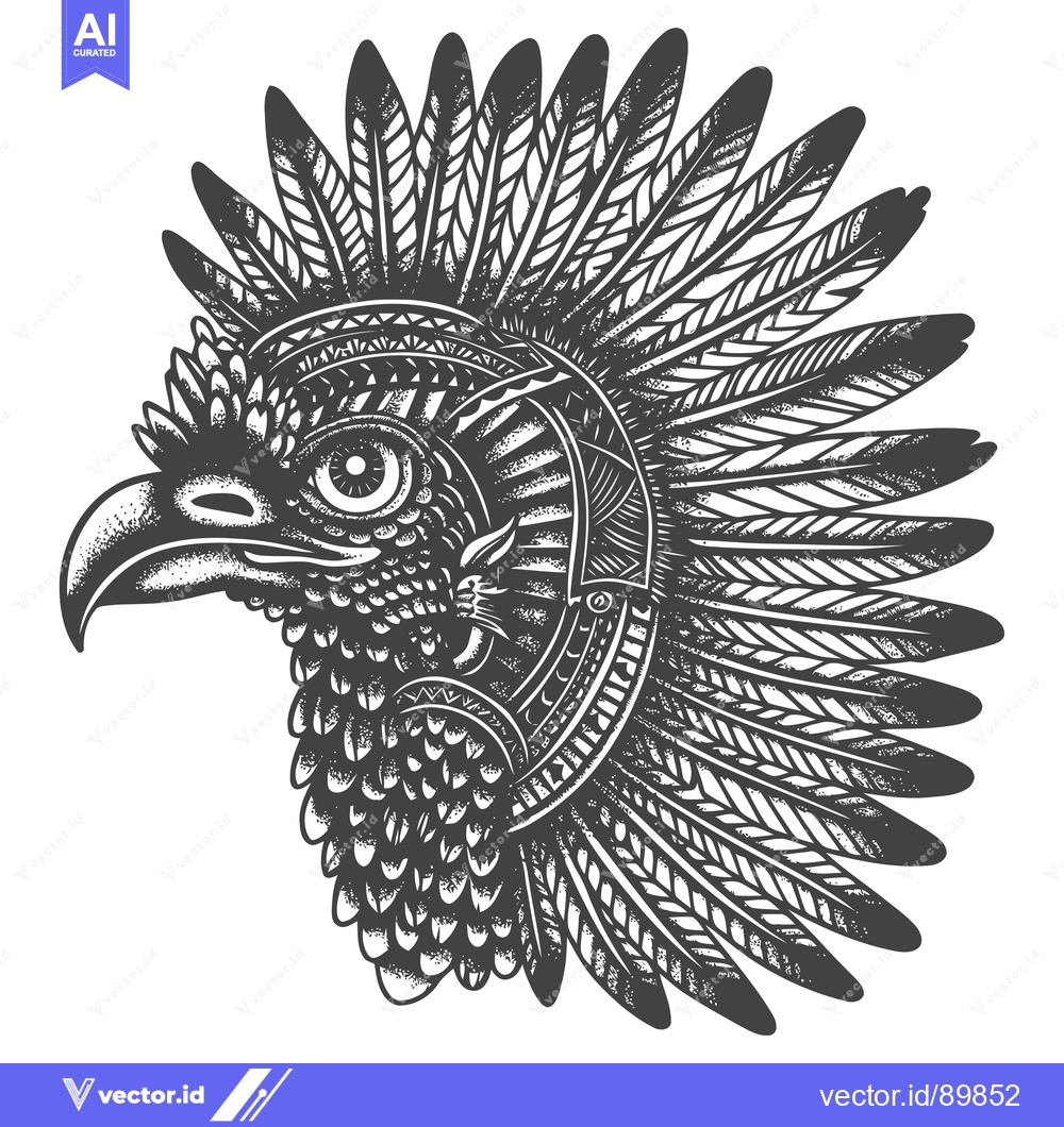 Premium Vector dari Ornate Eagle Head with Feathers and Geometric Patterns