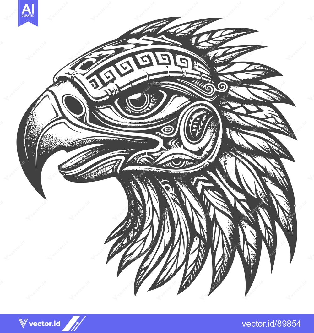 Premium Vector of Ornate Eagle Head with Geometric Pattern