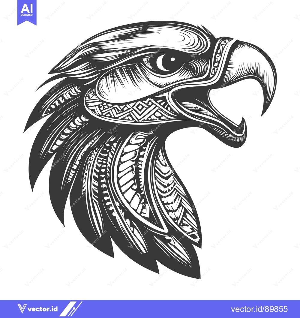 Premium Vector dari Ornate Eagle Head with Geometric Pattern