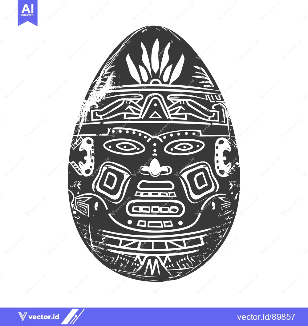 Premium Vector dari Ornate Egg with Tribal Face Design