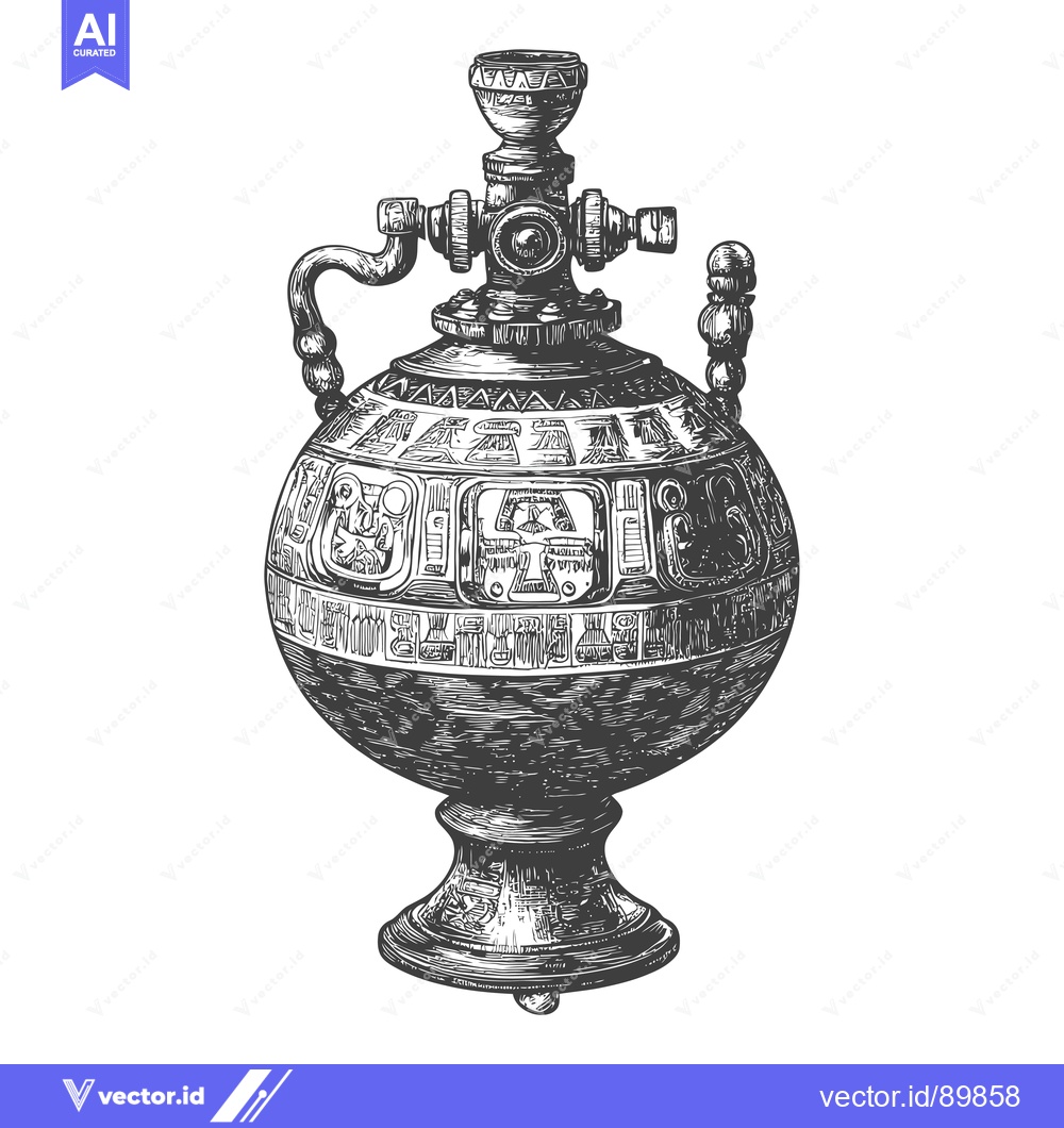 Premium Vector of Ornate Engraved Ancient Vessel with Intricate Patterns