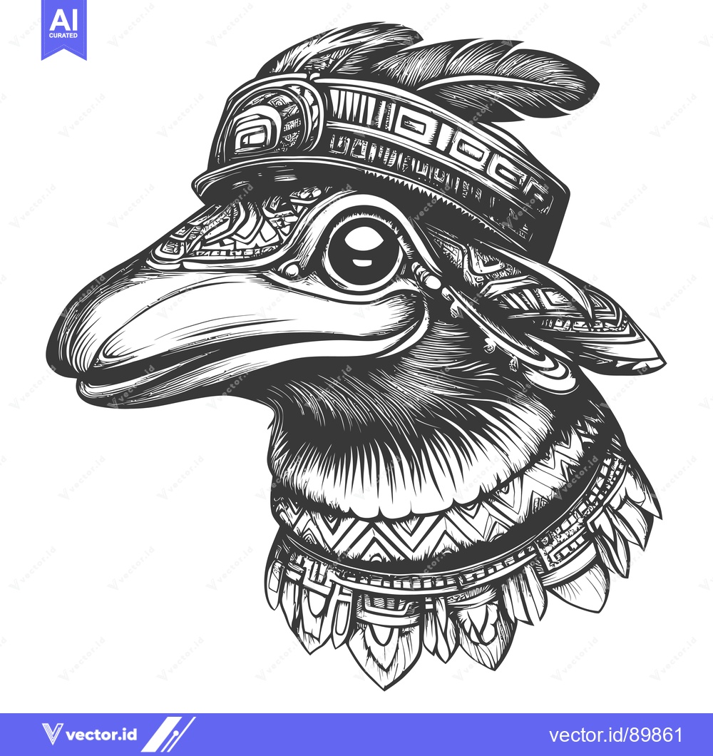 Premium Vector dari Ornate, Feathered Headdress on a Bird's Head