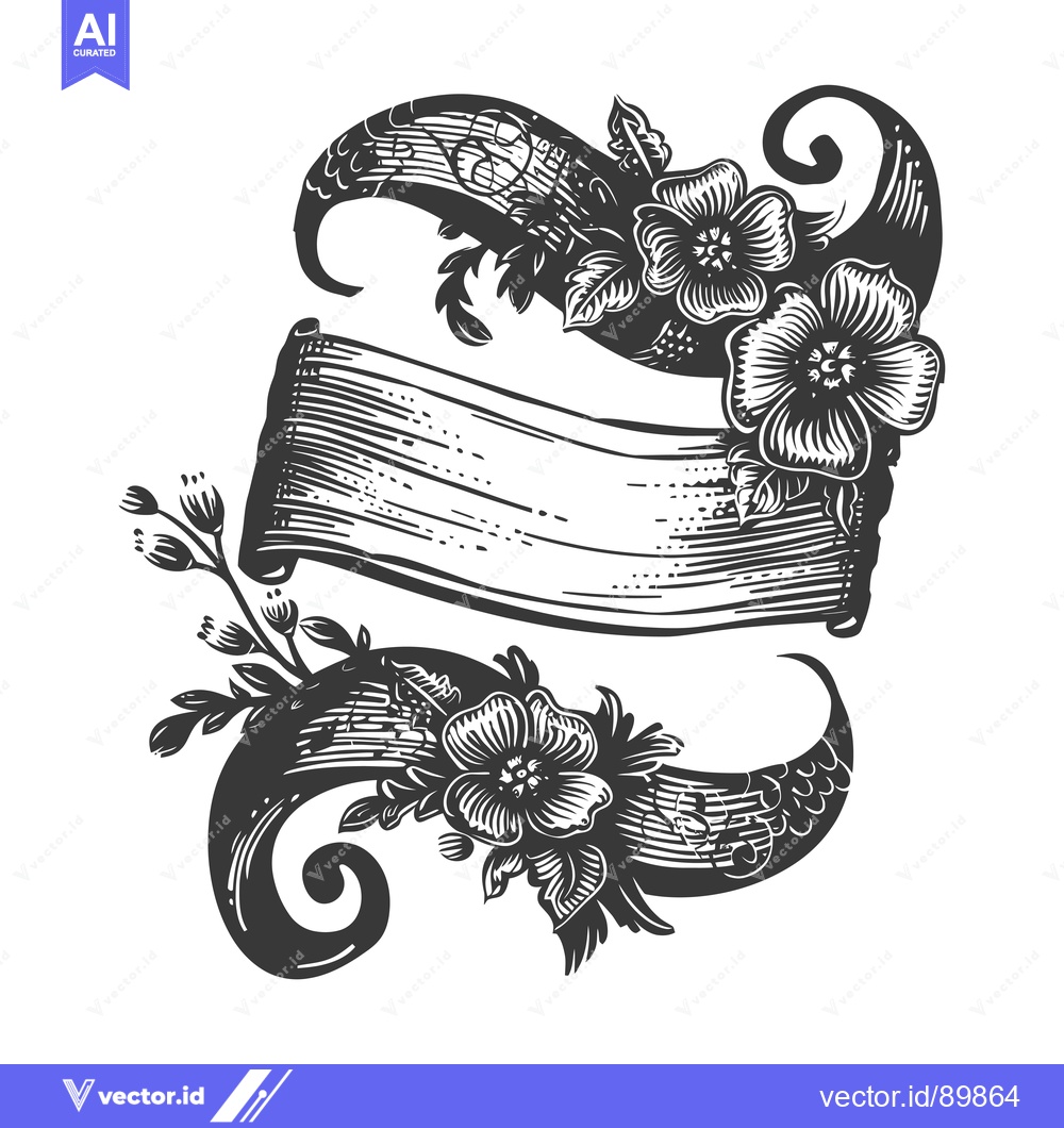 Premium Vector of Ornate Floral Banner with Flowers and Swirls