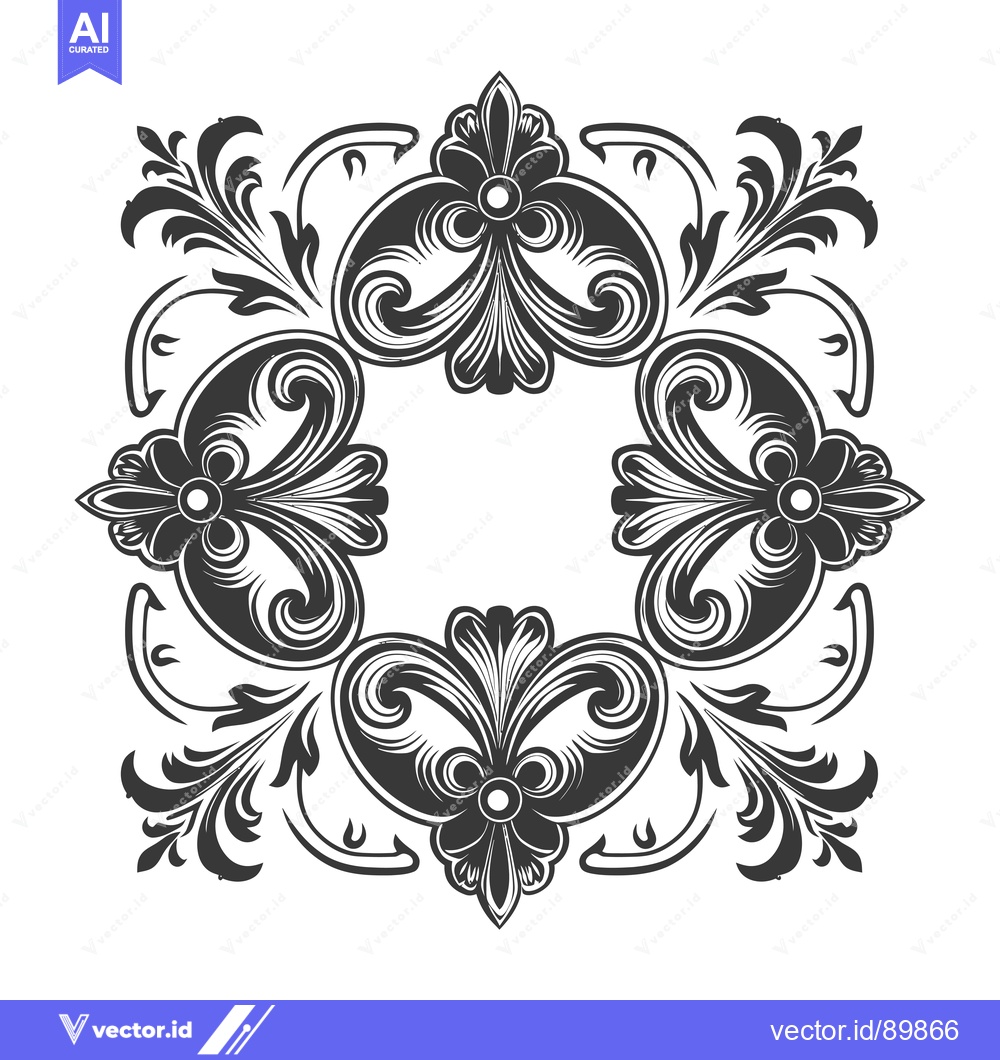 Premium Vector dari Ornate Floral Border with Swirling Leaves and Flowers