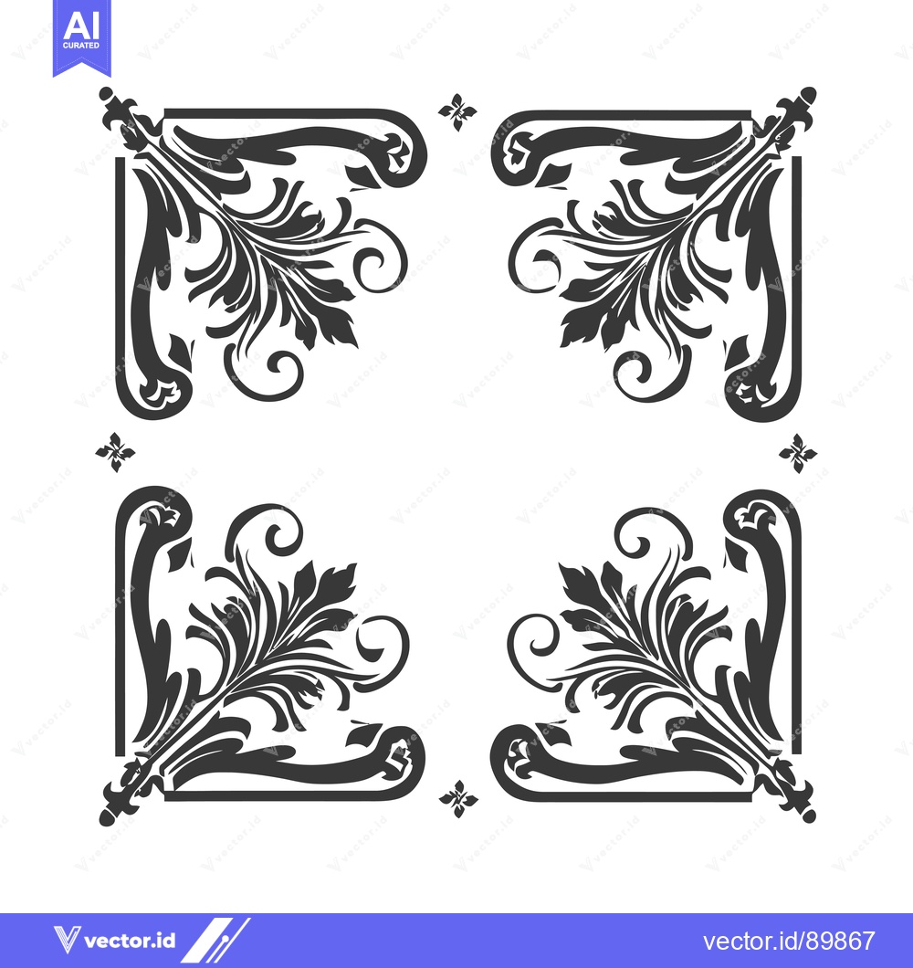 Premium Vector of Ornate Floral Corner Design with Swirls and Leaves