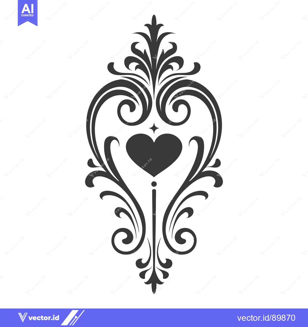 Premium Vector of Ornate Floral Design with a Heart in the Center