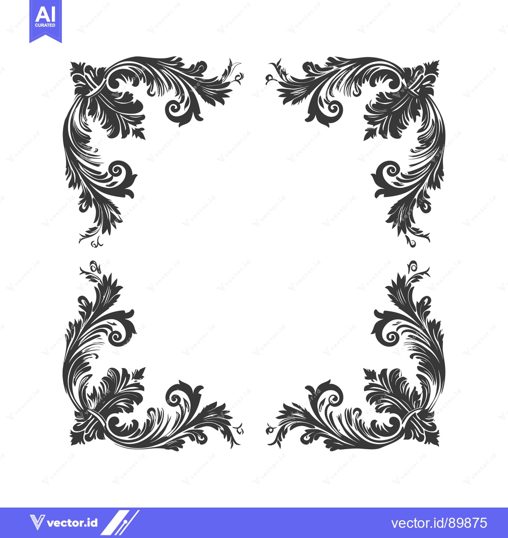 Premium Vector dari Ornate Floral Frame Design with Swirls and Leaves