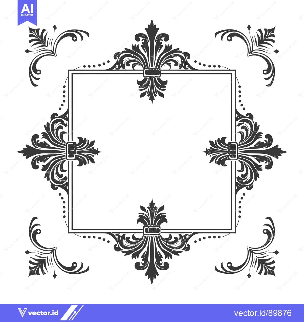 Premium Vector dari Ornate Floral Frame with a Blank Center