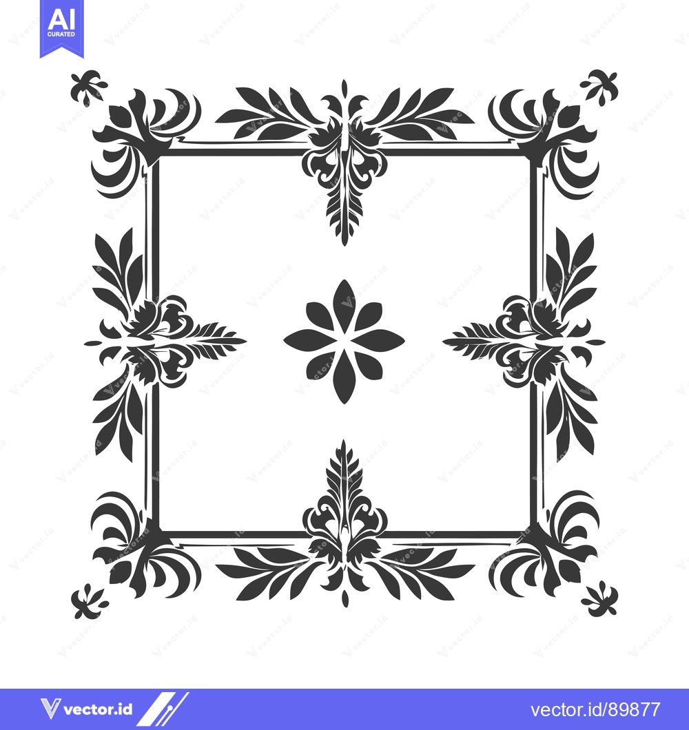 Premium Vector of Ornate Floral Frame with a Central Flower Design
