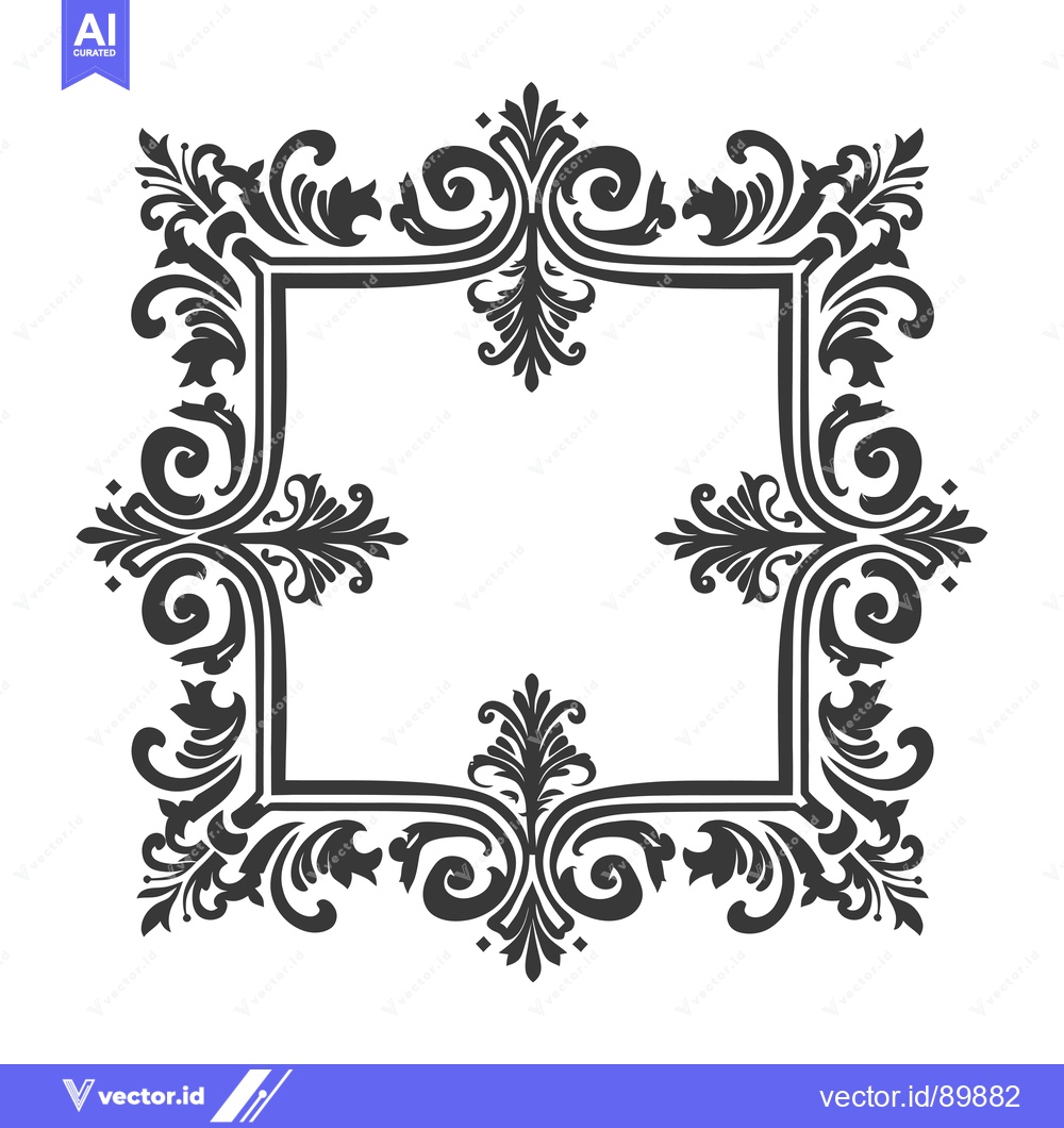 Premium Vector dari Ornate Floral Frame with Square Inner Border