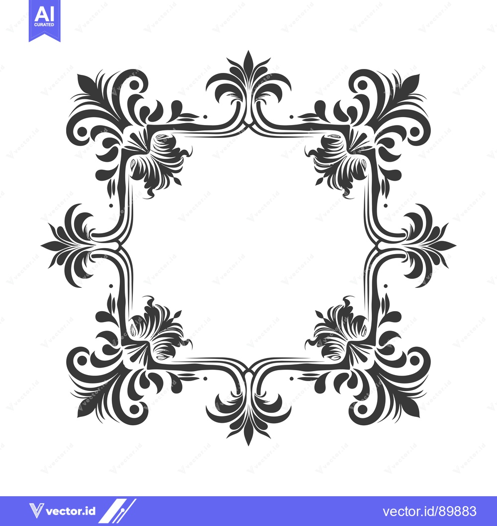 Premium Vector dari Ornate Floral Frame with Square Outline and Intricate Design