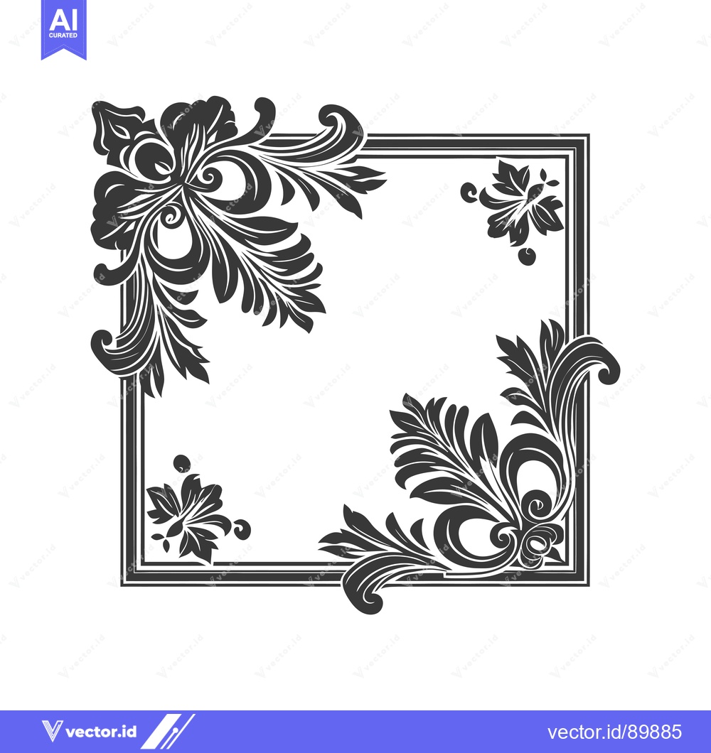 Premium Vector dari Ornate Floral Frame with Swirls and Leaves