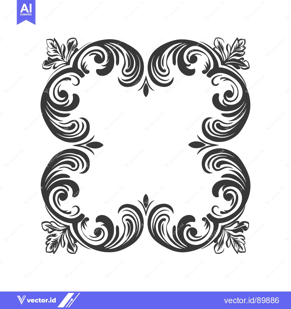 Premium Vector of Ornate Floral Frame with Swirls and Leaves