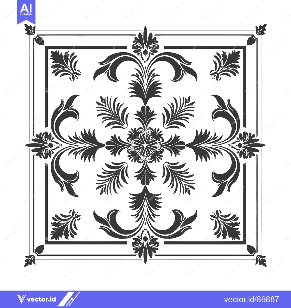 Premium Vector dari Ornate Floral Pattern in a Square Frame
