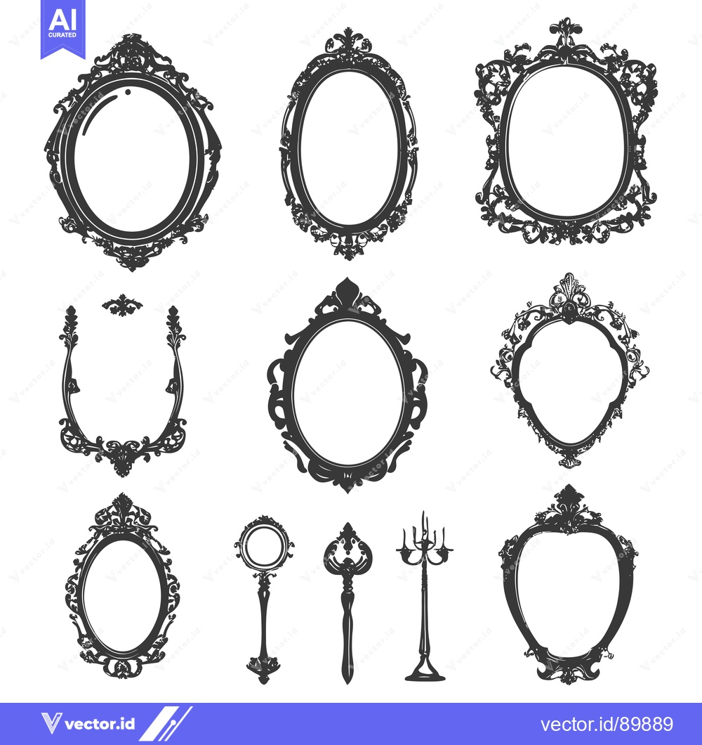 Premium Vector dari Ornate Frames and Decorative Objects in Silhouette
