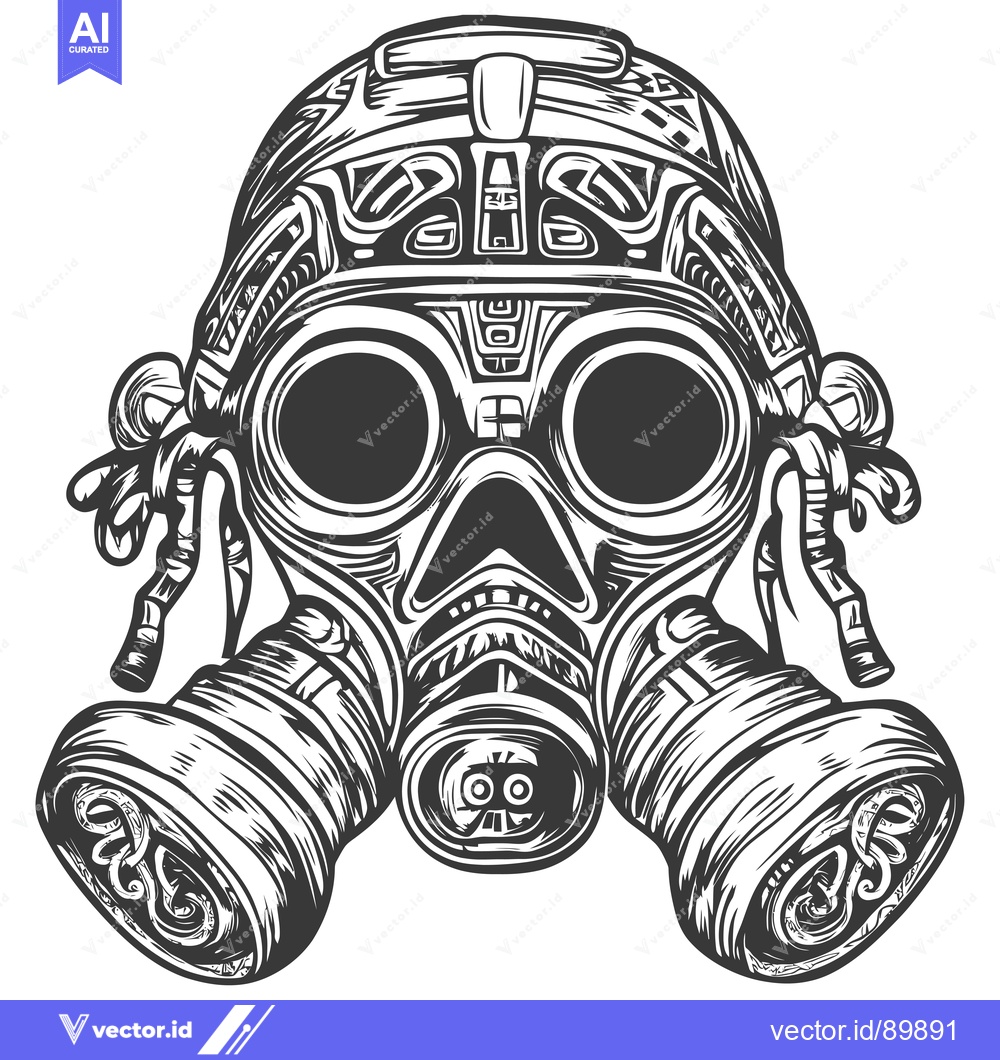 Premium Vector of Ornate Gas Mask with Intricate Design
