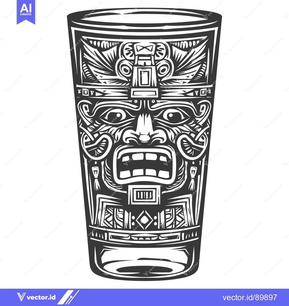 Premium Vector dari Ornate Glass with Tribal Mask Design
