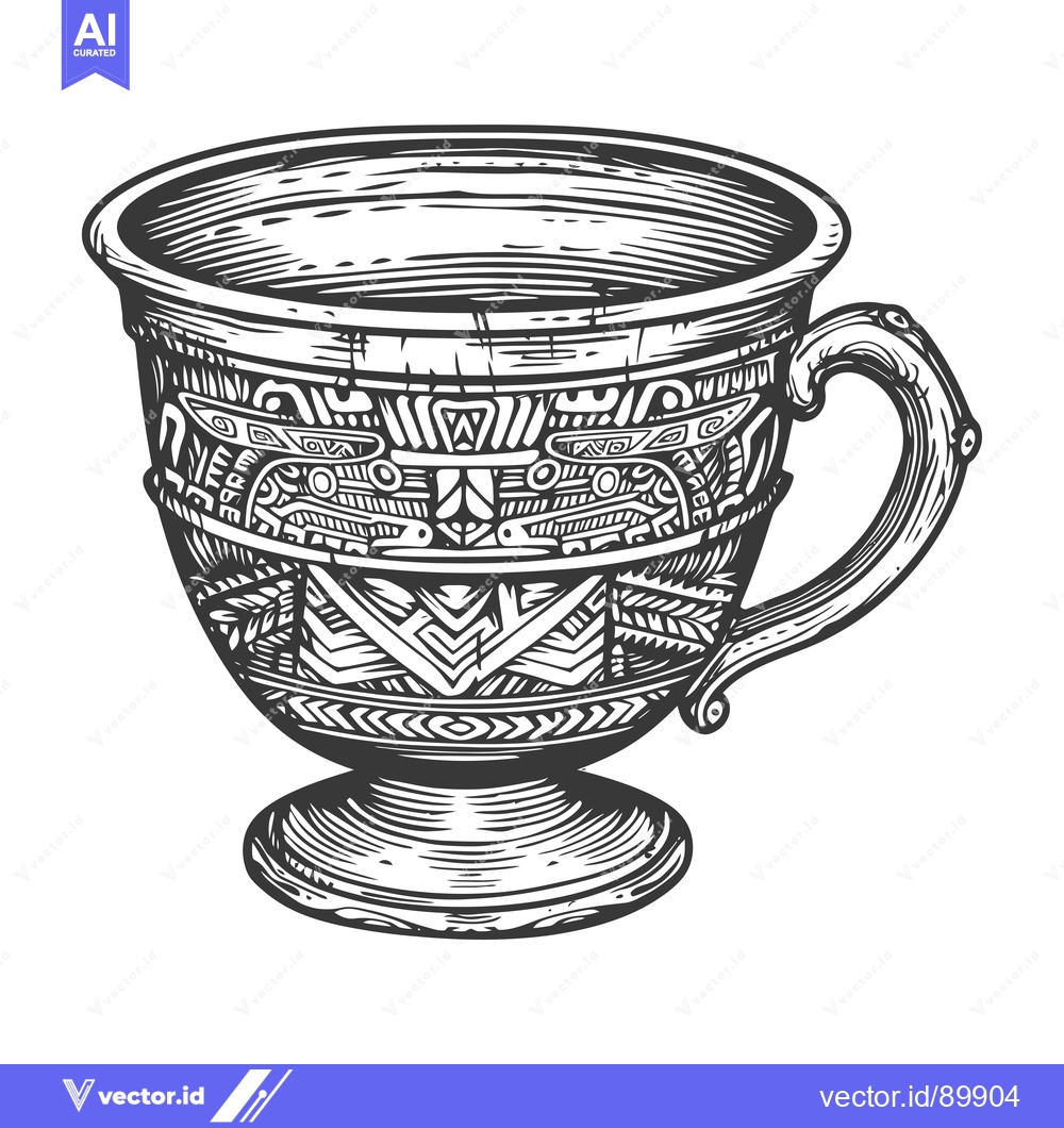 Premium Vector of Ornate, Hand-Drawn, Ornamental, Black-and-White Cup