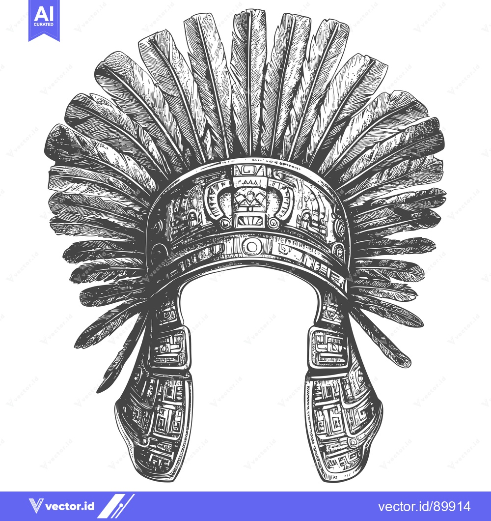 Premium Vector dari Ornate Headdress with Elaborate Feather Detail