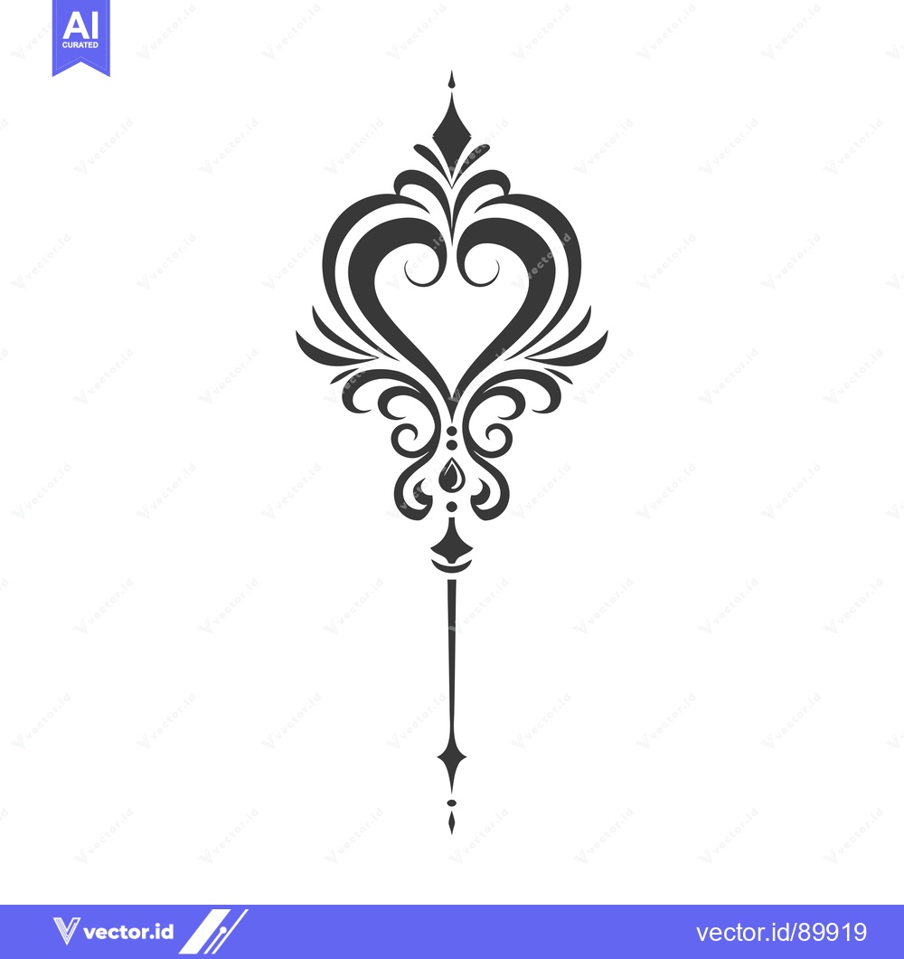 Premium Vector dari Ornate Heart-Shaped Design with Swirls and Points