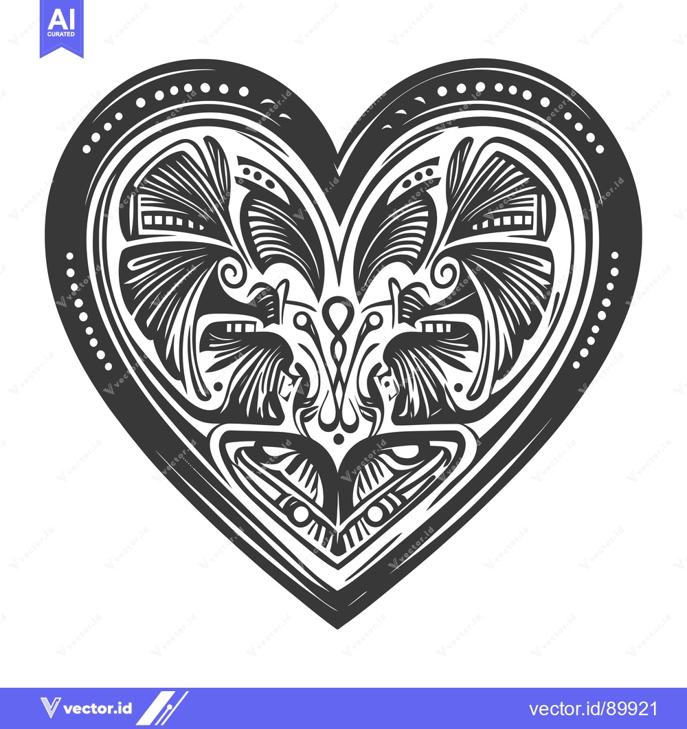 Premium Vector dari Ornate Heart with Intricate Floral and Geometric Patterns