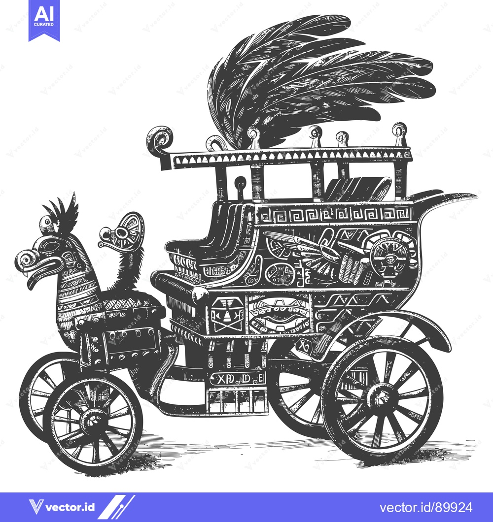 Premium Vector dari Ornate Horse-Drawn Carriage with a Feathered Top