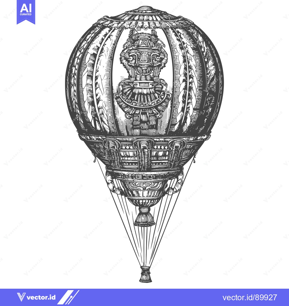 Premium Vector dari Ornate Hot Air Balloon with Intricate Design and Decorative Elements