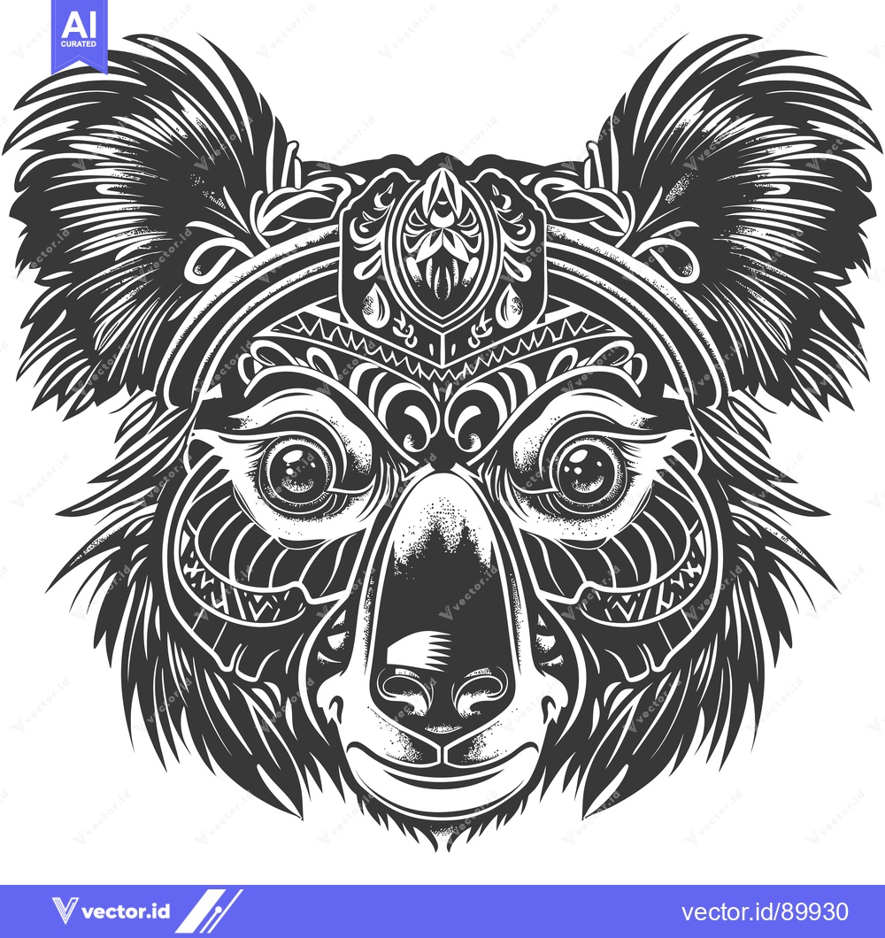 Premium Vector of Ornate Koala Face with Geometric Patterns