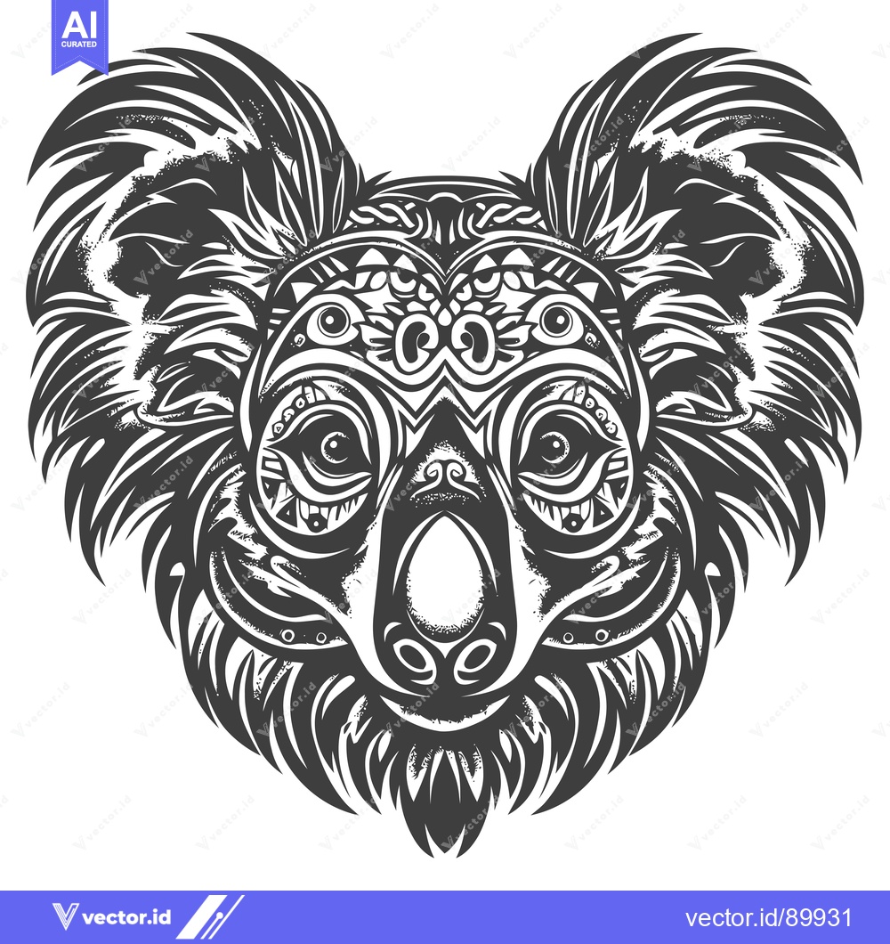 Premium Vector dari Ornate Koala Face with Intricate Geometric Design