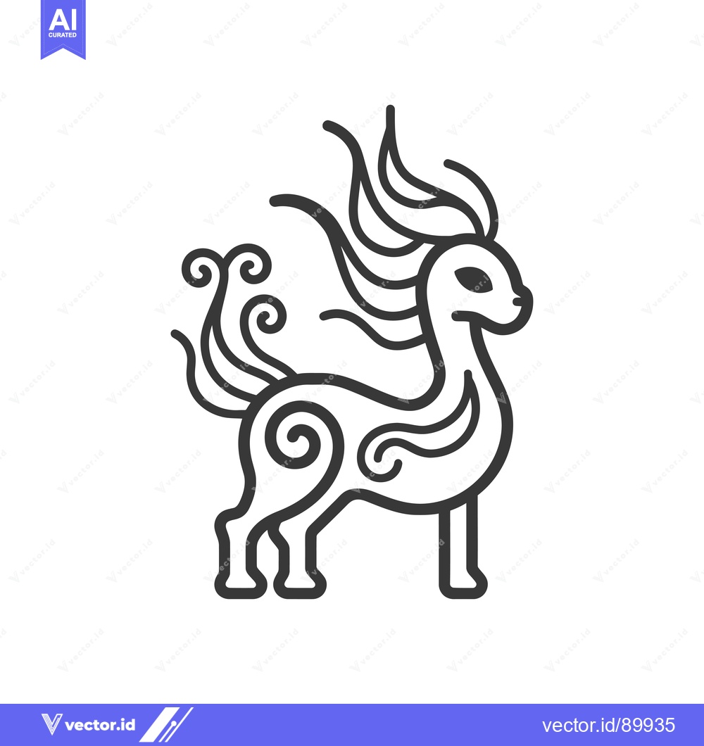 Premium Vector of Ornate Line Art Depiction of a Mythical Creature