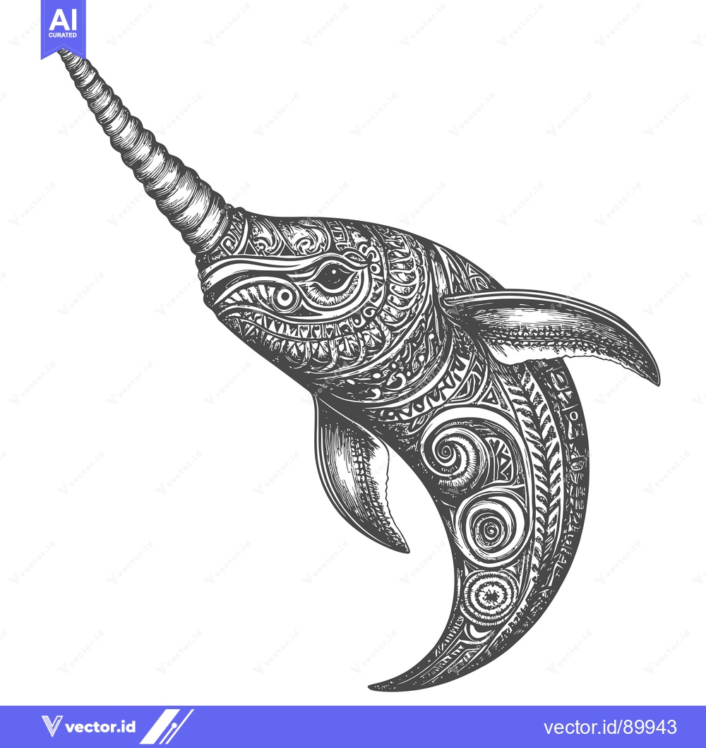 Premium Vector dari Ornate Narwhal with Intricate Pattern Design