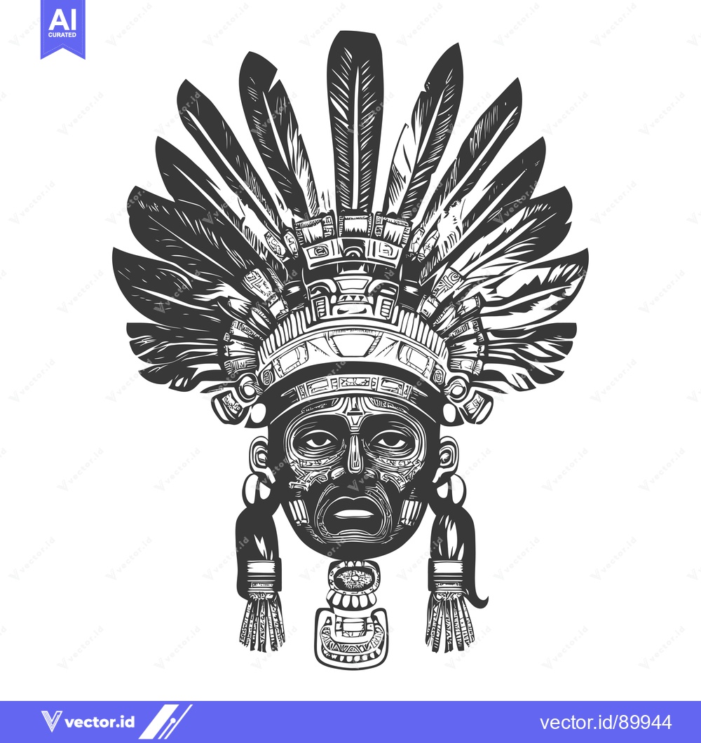 Premium Vector dari Ornate Native American Headdress and Face Mask