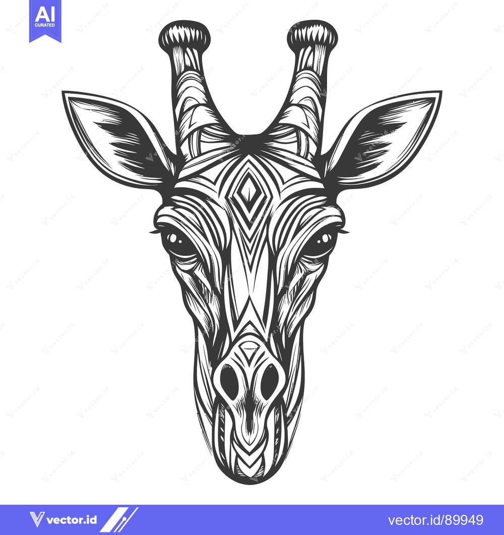 Premium Vector of Ornate Patterned Giraffe Head Portrait