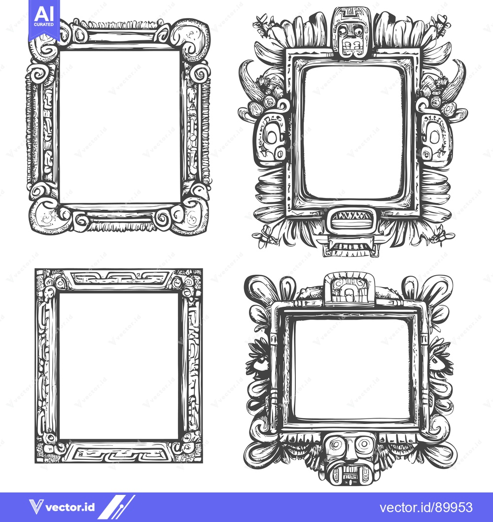 Premium Vector dari Ornate Picture Frames Inspired by Aztec Art