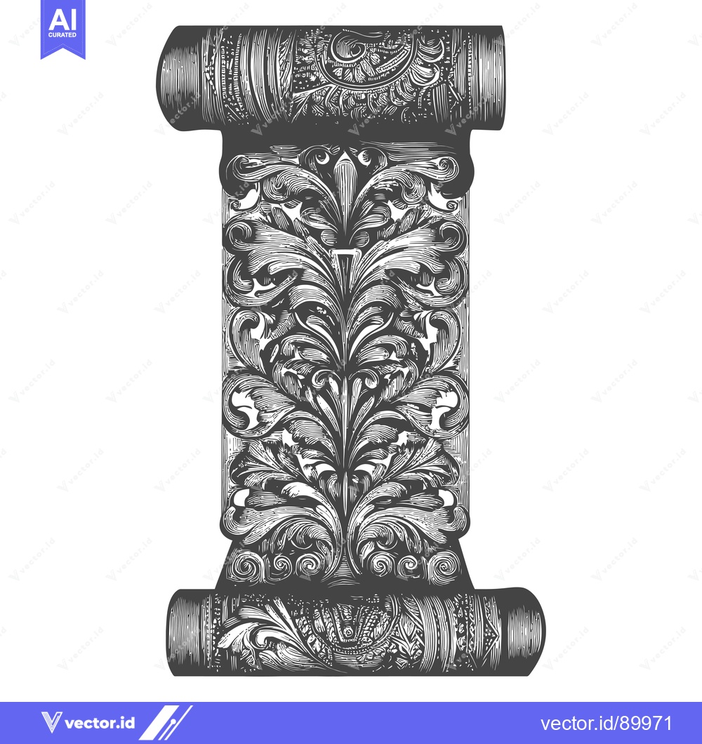 Premium Vector of Ornate Scroll with Intricate Floral Design