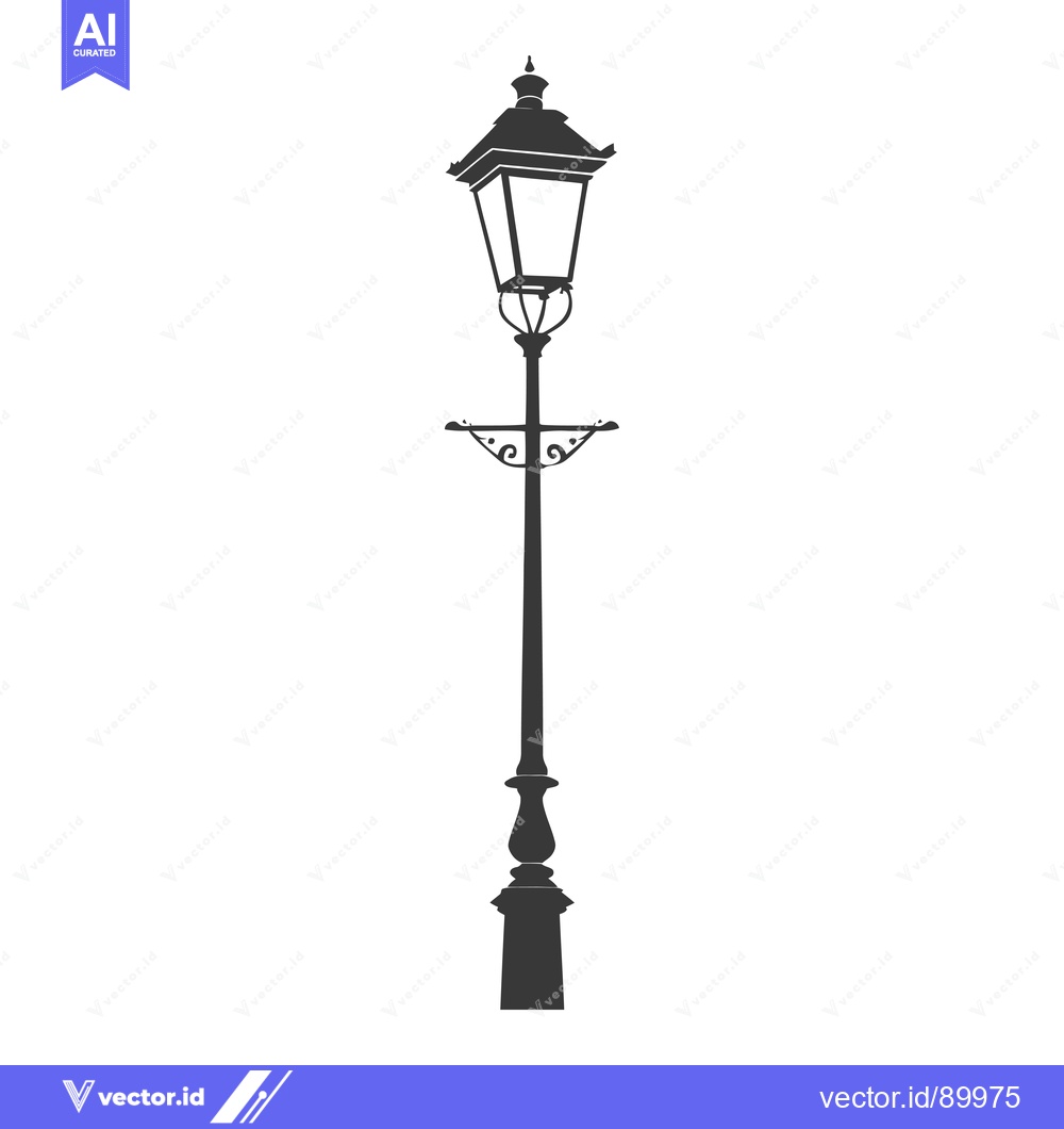 Premium Vector dari Ornate silhouette of a vintage street lamp