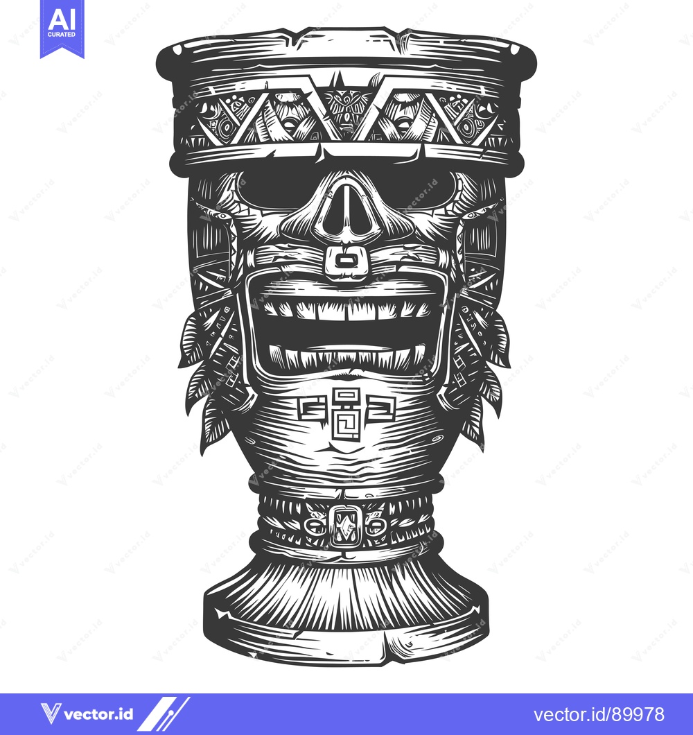 Premium Vector dari Ornate Skull-Shaped Vessel with Tribal Design
